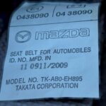 MAZDA AXELA / MAZDA 3 Seat Belt / Stalk CENTRE REAR ASSY BELT AND STALK HATCH BL 2009-2013