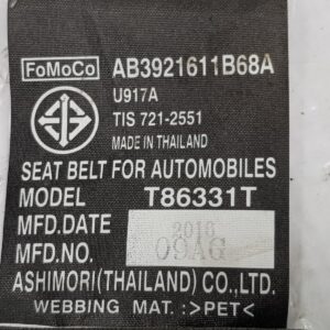 MAZDA BT-50 Seat Belt / Stalk RH REAR ASSY BELT AND STALK EXTRA CAB UP UR 2011-ON